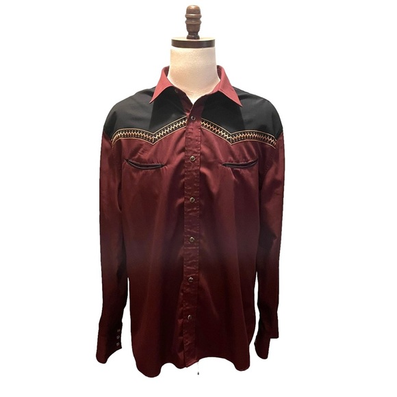Starr Heritage Other - STARR HERITAGE Collection Western Snap Button Shirt Burgundy 2XL Embroidered
